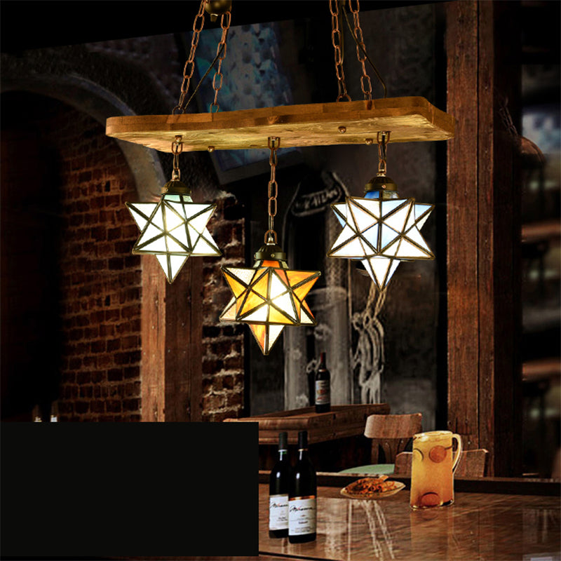 Rustic Star Chandelier with Colorful Glass Indoor Pendant Light (2/3 Lights) for Kitchen