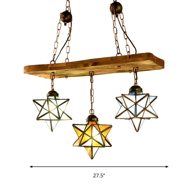 Rustic Star Chandelier with Colorful Glass Indoor Pendant Light (2/3 Lights) for Kitchen