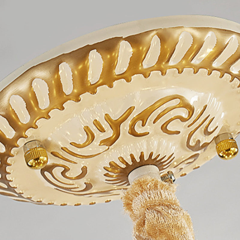 Lustre à 3 lumières en verre teinté bleu avec bras incurvé style baroque