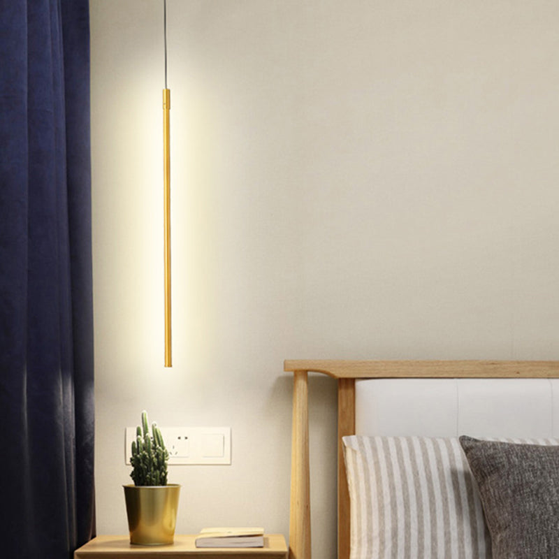 Minimalist Metallic LED Linear Pendant Lamp in Black/Gold with Warm/White Light - Suspended Lighting Fixture