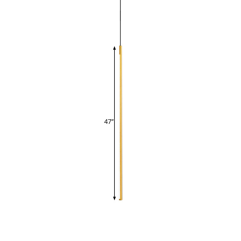 Minimalist Metallic LED Linear Pendant Lamp in Black/Gold with Warm/White Light - Suspended Lighting Fixture