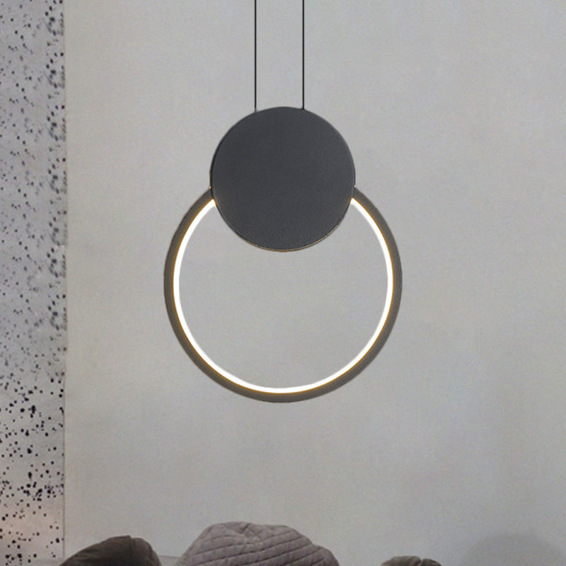 Modern Metal Ceiling Pendant Lamp Kit - LED Black Hanging Light in Warm/White for Bedroom