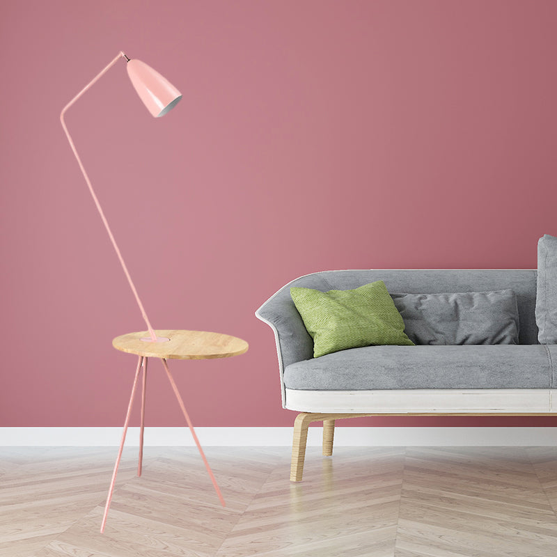 Modern Metal Floor Reading Light: Simple 1-Bulb Tripod Lamp With Shelf For Living Room -
