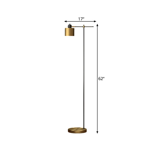 1-Light Brass Floor Lamp With Metal Shade - Perfect For Reading In The Living Room