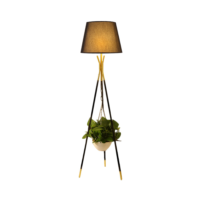 Modern Tripod Floor Lamp With Black/White/Flaxen Drum Shade Ideal For Reading And Warehouse Lighting