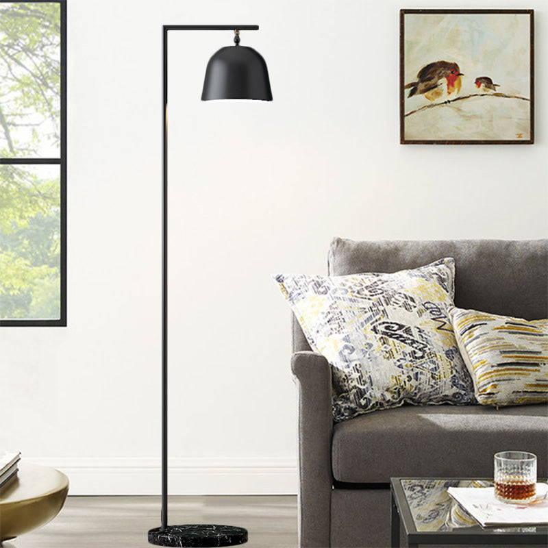 Minimal Metal Bucket Floor Reading Light For Bedroom - 1-Light Black/Gold