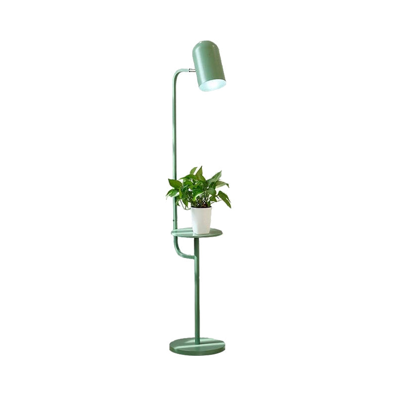 Metal Floor Light Warehouse: Bell Shaped Living Room Reading Lamp With Wood Shelf Deco -