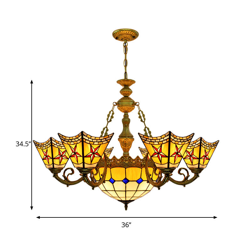 Tiffany Antique Craftsman Chandelier - Stained Glass Pendant Light For Hotels