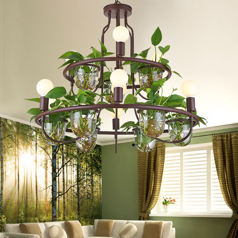 Lustre industriel en métal à 4/7/10 ampoules LED, lampe suspendue en café, parfait pour le salon