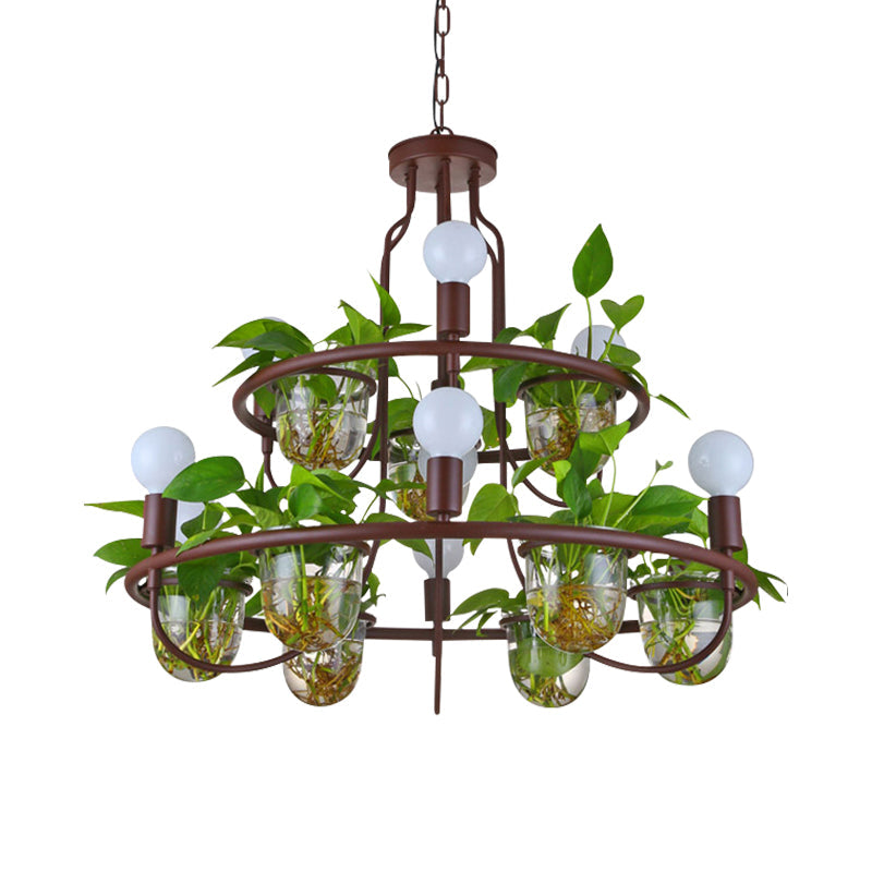Lustre industriel en métal à 4/7/10 ampoules LED, lampe suspendue en café, parfait pour le salon