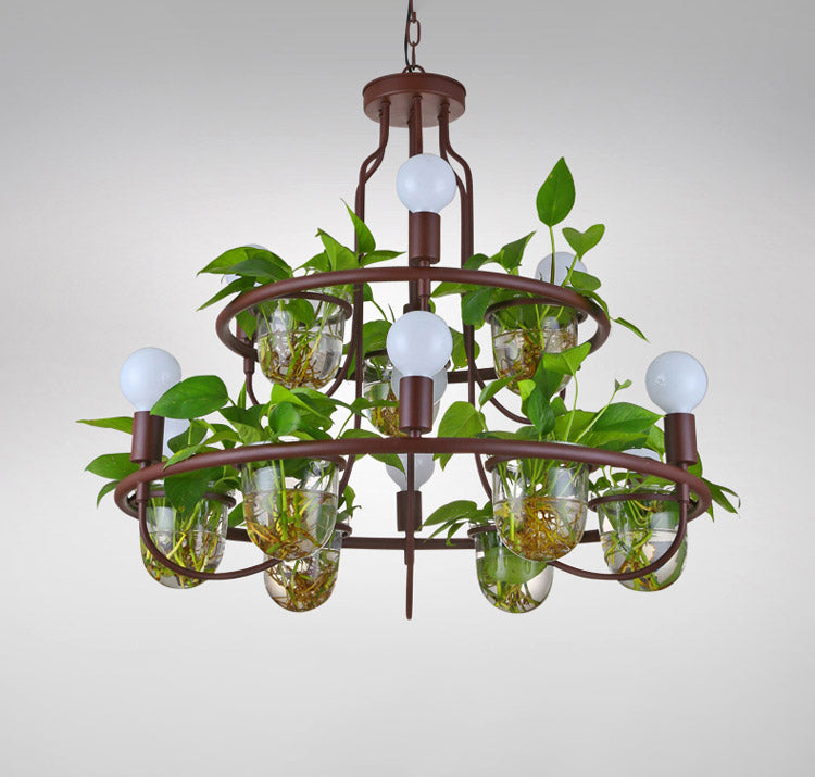 Lustre industriel en métal à 4/7/10 ampoules LED, lampe suspendue en café, parfait pour le salon