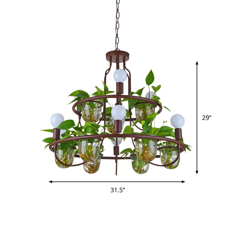 Lustre industriel en métal à 4/7/10 ampoules LED, lampe suspendue en café, parfait pour le salon