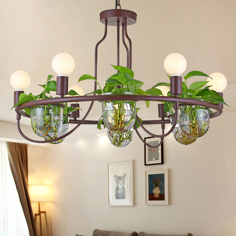 Lustre industriel en métal à 4/7/10 ampoules LED, lampe suspendue en café, parfait pour le salon