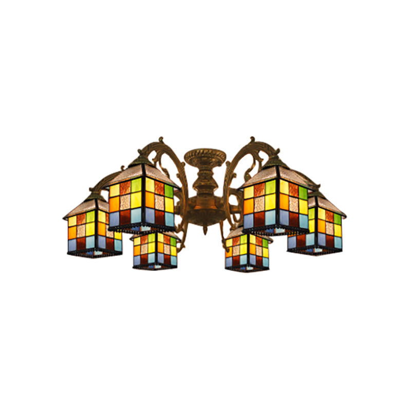 Vintage Tiffany Stained Glass Chandelier For Restaurant & Library - 3/5/6 Lights