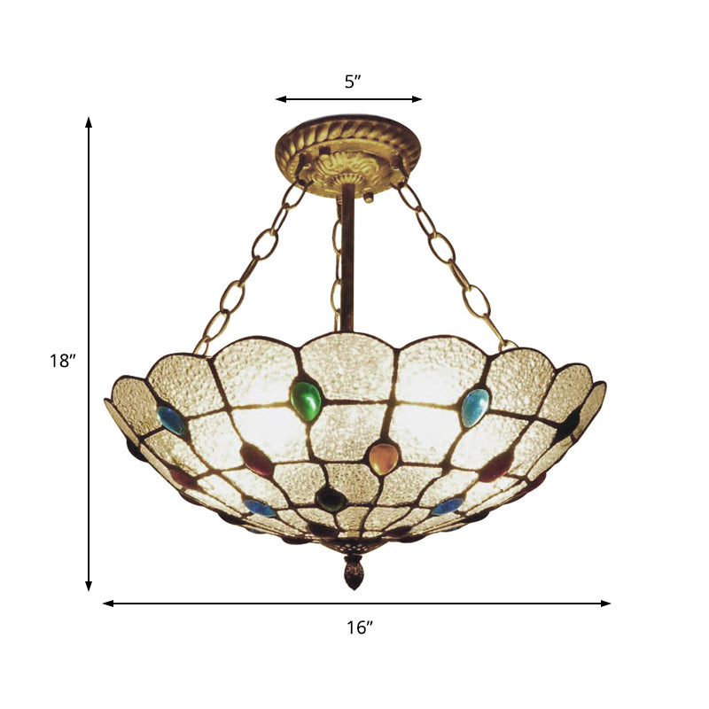 16"/19.5" Wide Peacock Pendant Light Inverted Chandelier with Colorful Jewelry – Traditional Design for Cloth Shop