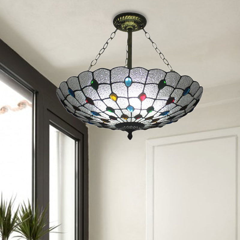 16"/19.5" Wide Peacock Pendant Light Inverted Chandelier with Colorful Jewelry – Traditional Design for Cloth Shop