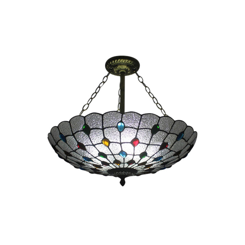 16"/19.5" Wide Peacock Pendant Light Inverted Chandelier with Colorful Jewelry – Traditional Design for Cloth Shop