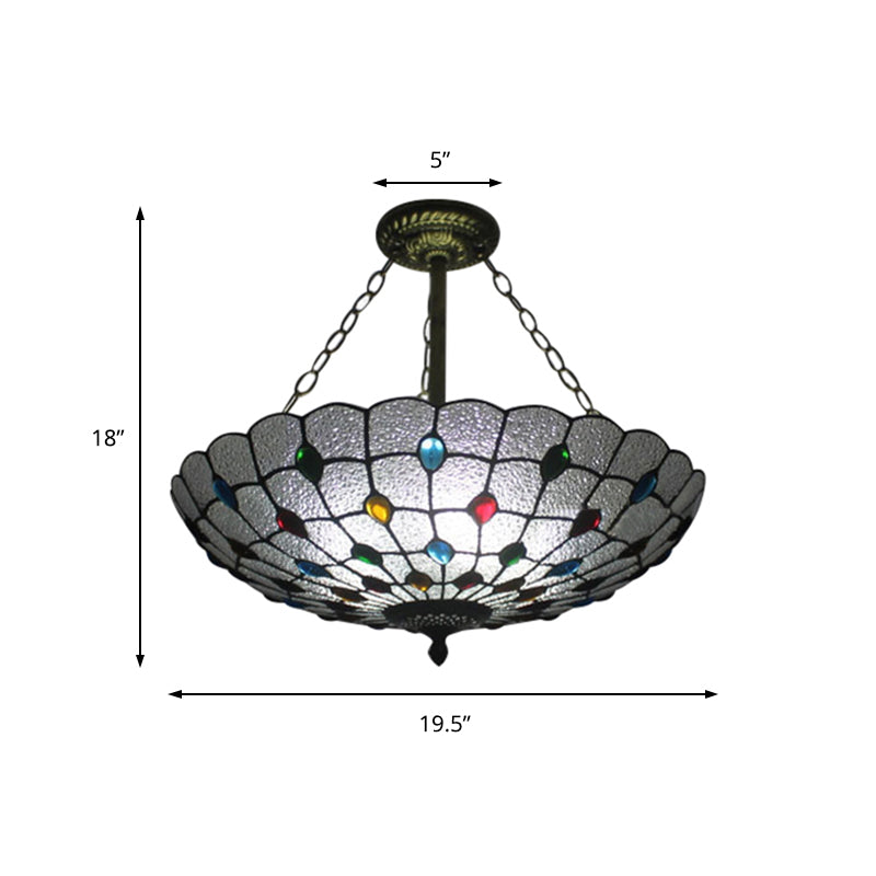 16"/19.5" Wide Peacock Pendant Light Inverted Chandelier with Colorful Jewelry – Traditional Design for Cloth Shop