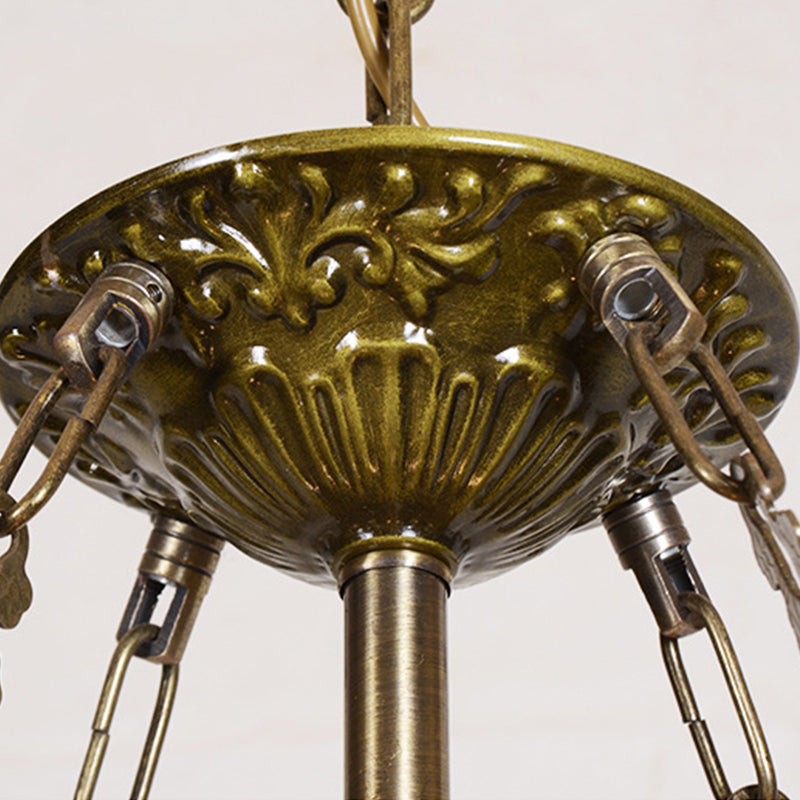 Suspension paon en vitrail avec finition en laiton vintage pour hall d'entrée : lustre Tiffany