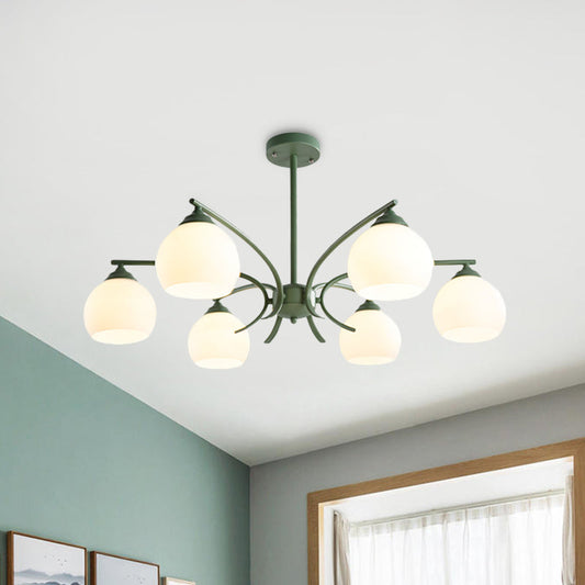Grace - Opal Sphere Shade Living Room Chandelier Opal Glass 6/8 Lights Macaron Stylish Blue/Green/Grey/Yellow Hanging Lamp