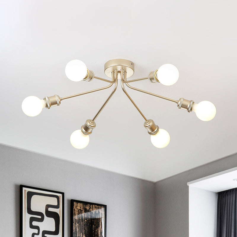 Sleek Linear Metallic Ceiling Lamp: Beautiful Semi-Flush Light for Kid's Bedroom