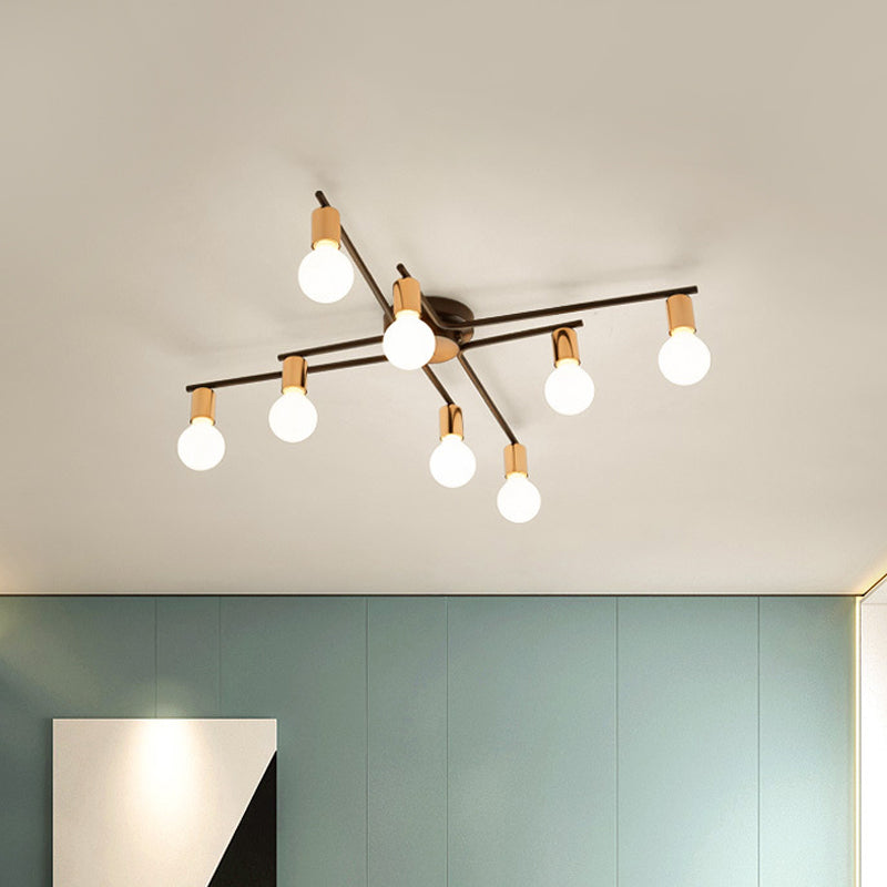 Metal Flush Mount Ceiling Lamp for Adult Bedroom & Living Room - Long Arm Design, Romantic Lighting