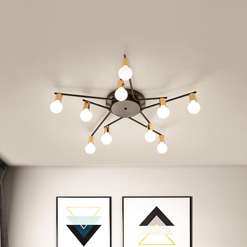 Metal Flush Mount Ceiling Lamp for Adult Bedroom & Living Room - Long Arm Design, Romantic Lighting