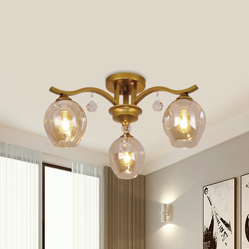 Plafonnier moderne en cristal fumé à 3 lampes pour restaurants et hôtels
