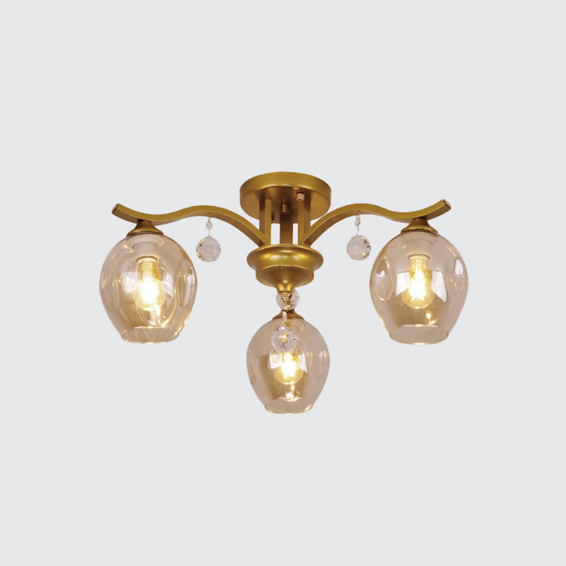 Plafonnier moderne en cristal fumé à 3 lampes pour restaurants et hôtels