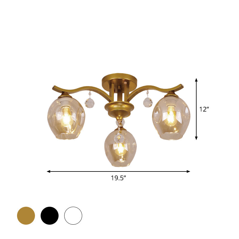 Plafonnier moderne en cristal fumé à 3 lampes pour restaurants et hôtels