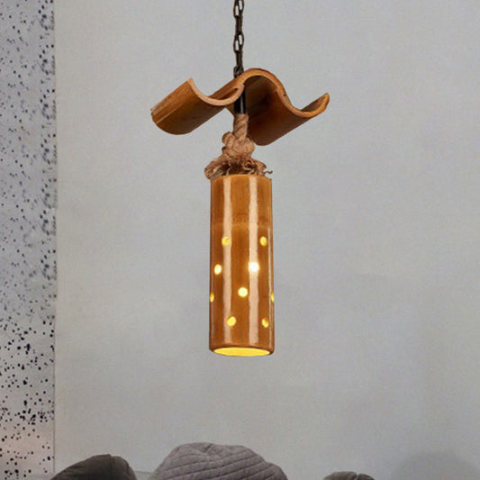 Vintage-Style Iron Cylinder Pendant Light For Bar Bistro Ceiling In Brown 1 / Yellow