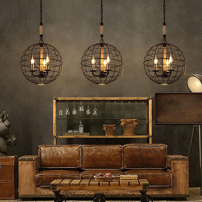 Vintage Golden Iron Hanging Lamp with Globe Shape - 3/4/6 Lights - Stylish Dining Room Ceiling Fixture