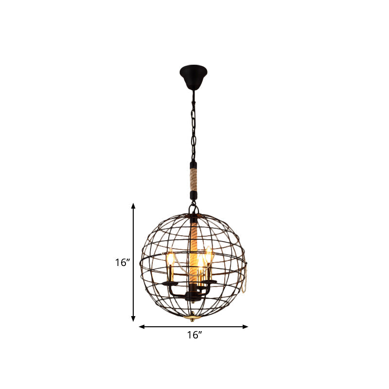 Vintage Golden Iron Hanging Lamp with Globe Shape - 3/4/6 Lights - Stylish Dining Room Ceiling Fixture
