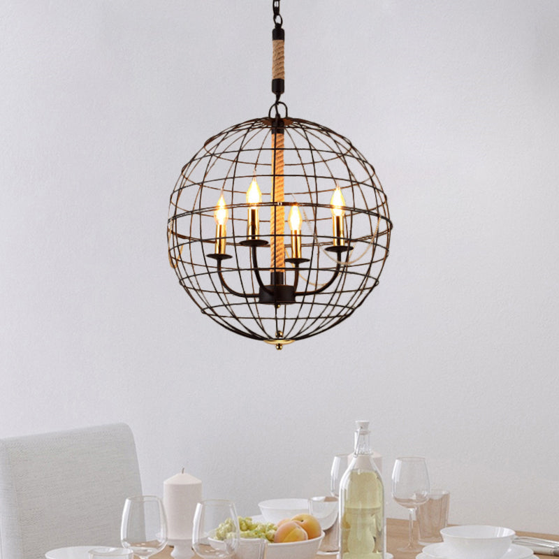 Vintage Golden Iron Hanging Lamp with Globe Shape - 3/4/6 Lights - Stylish Dining Room Ceiling Fixture