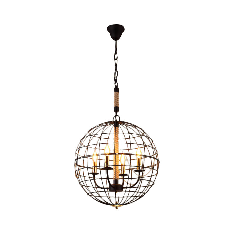 Vintage Golden Iron Hanging Lamp with Globe Shape - 3/4/6 Lights - Stylish Dining Room Ceiling Fixture