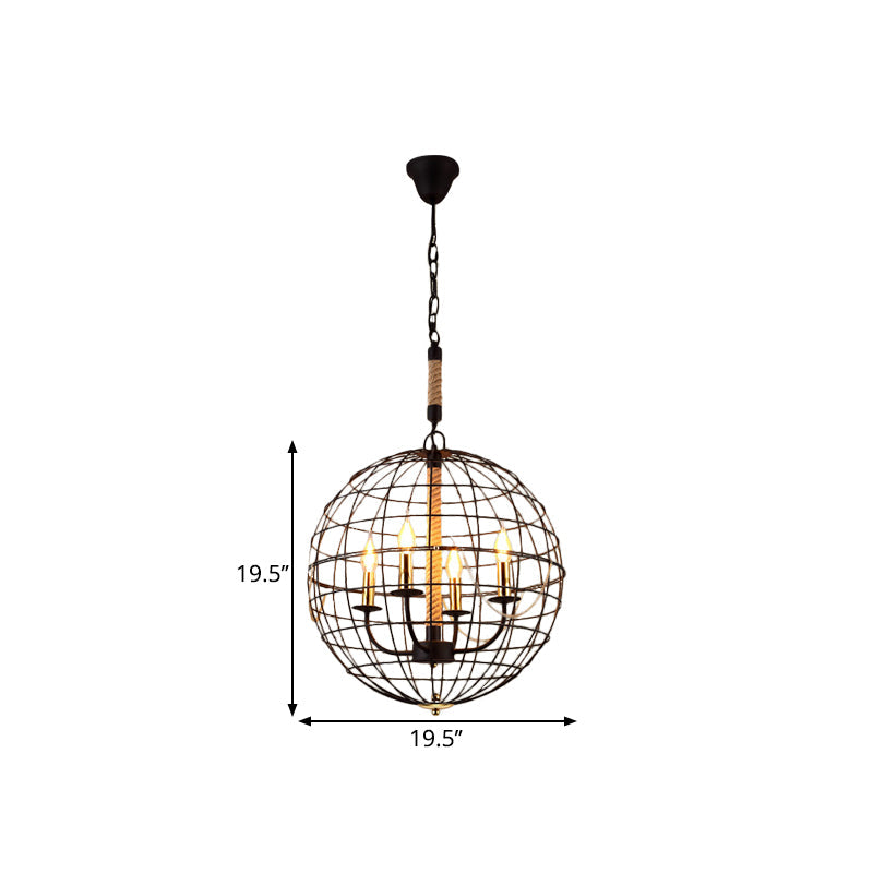 Vintage Golden Iron Hanging Lamp with Globe Shape - 3/4/6 Lights - Stylish Dining Room Ceiling Fixture