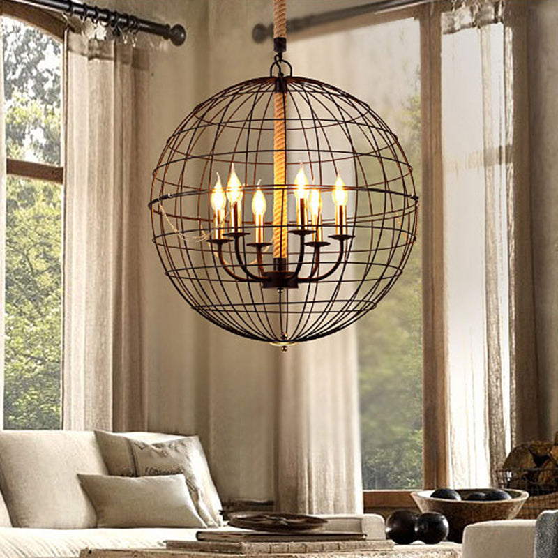 Vintage Golden Iron Hanging Lamp with Globe Shape - 3/4/6 Lights - Stylish Dining Room Ceiling Fixture