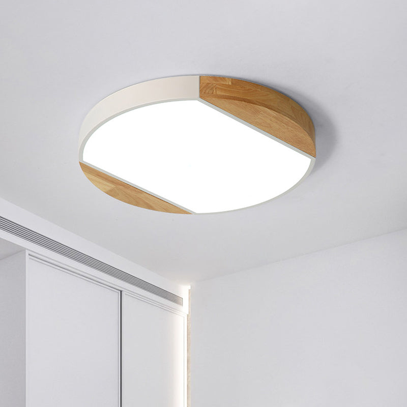 Plafonnier LED de style nordique - Lampe circulaire en acrylique pour chambre de bébé et jardin d'enfants en bleu/vert/blanc/jaune (lumière chaude/blanche)