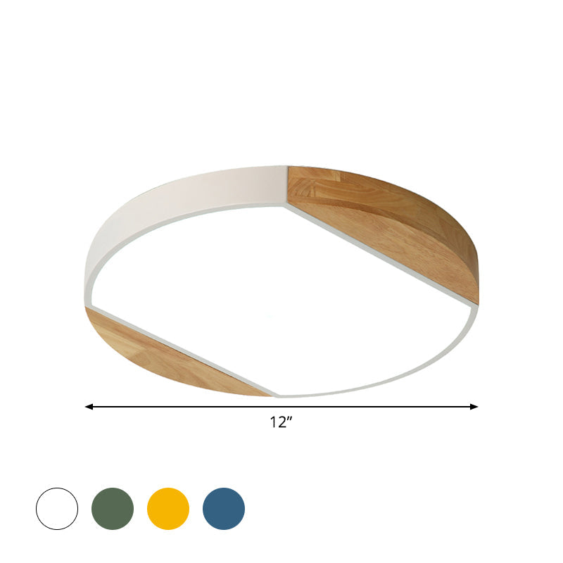 Plafonnier LED de style nordique - Lampe circulaire en acrylique pour chambre de bébé et jardin d'enfants en bleu/vert/blanc/jaune (lumière chaude/blanche)