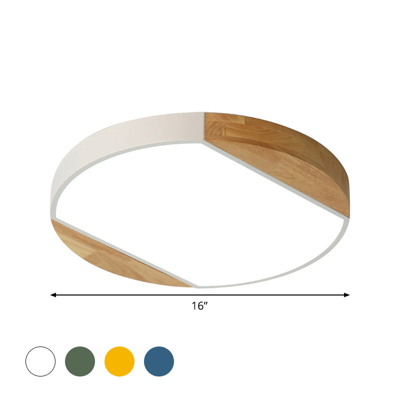 Plafonnier LED de style nordique - Lampe circulaire en acrylique pour chambre de bébé et jardin d'enfants en bleu/vert/blanc/jaune (lumière chaude/blanche)