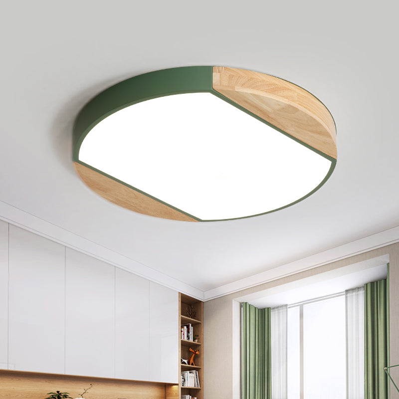 Plafonnier LED de style nordique - Lampe circulaire en acrylique pour chambre de bébé et jardin d'enfants en bleu/vert/blanc/jaune (lumière chaude/blanche)