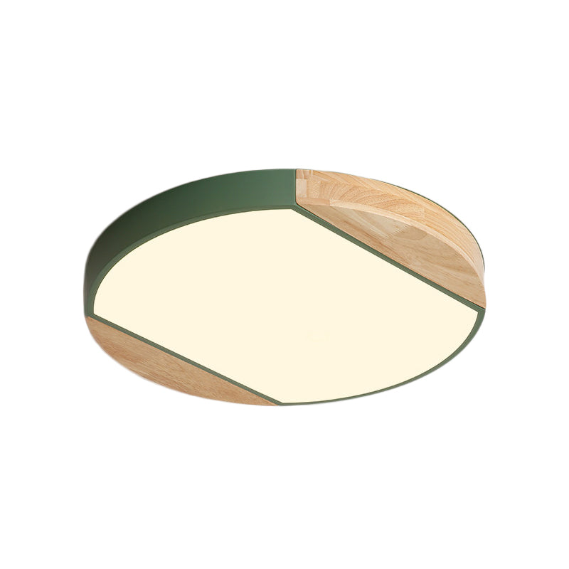 Plafonnier LED de style nordique - Lampe circulaire en acrylique pour chambre de bébé et jardin d'enfants en bleu/vert/blanc/jaune (lumière chaude/blanche)