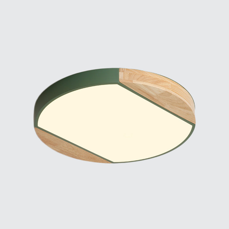 Plafonnier LED de style nordique - Lampe circulaire en acrylique pour chambre de bébé et jardin d'enfants en bleu/vert/blanc/jaune (lumière chaude/blanche)