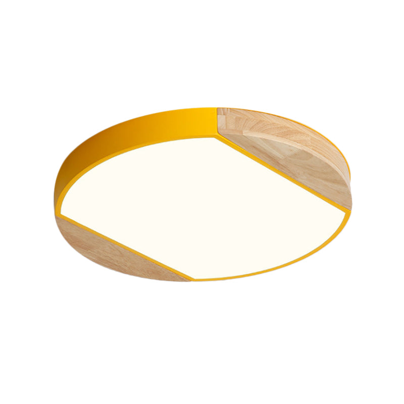 Plafonnier LED de style nordique - Lampe circulaire en acrylique pour chambre de bébé et jardin d'enfants en bleu/vert/blanc/jaune (lumière chaude/blanche)