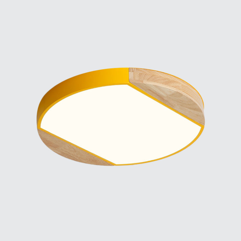 Plafonnier LED de style nordique - Lampe circulaire en acrylique pour chambre de bébé et jardin d'enfants en bleu/vert/blanc/jaune (lumière chaude/blanche)