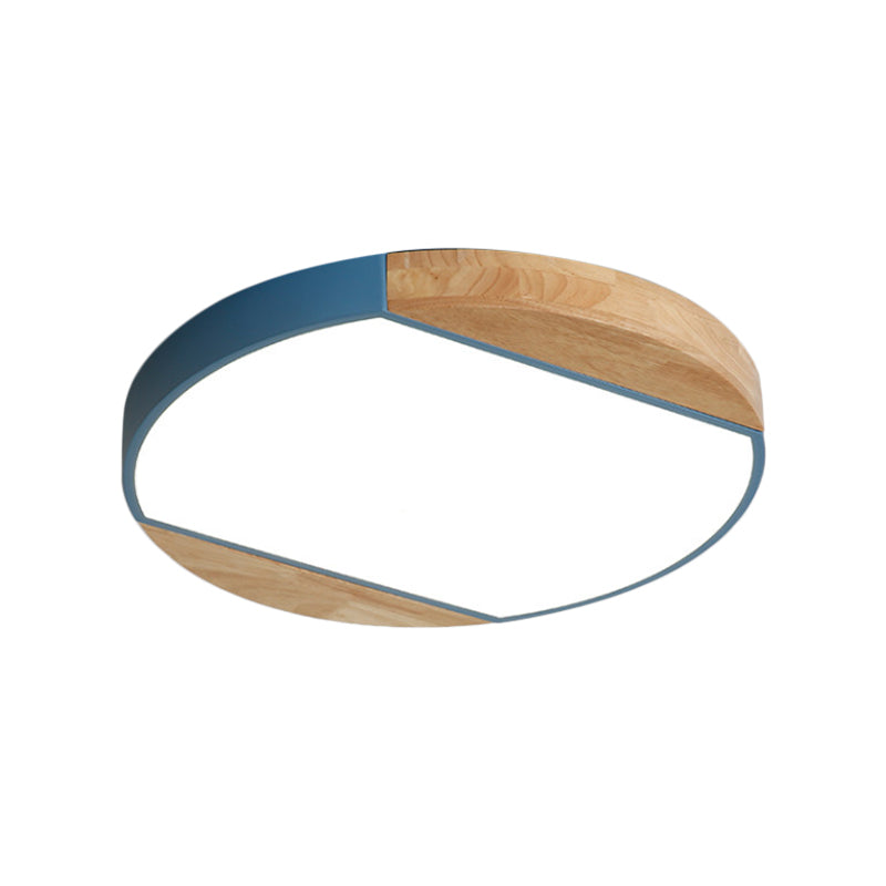 Plafonnier LED de style nordique - Lampe circulaire en acrylique pour chambre de bébé et jardin d'enfants en bleu/vert/blanc/jaune (lumière chaude/blanche)
