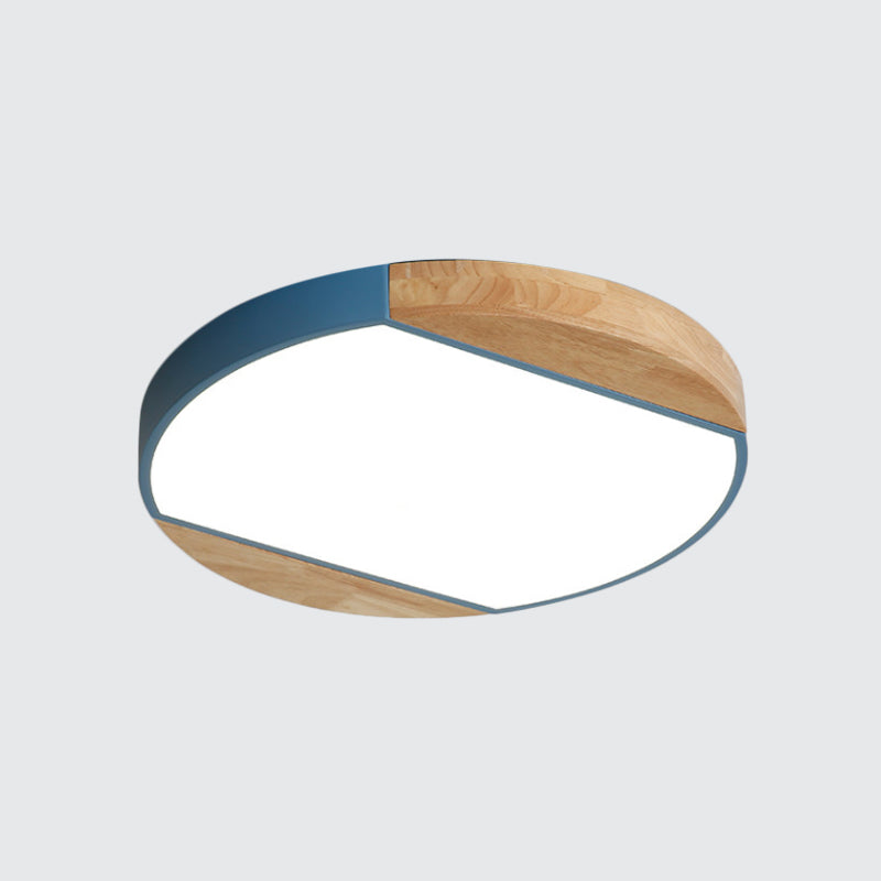 Plafonnier LED de style nordique - Lampe circulaire en acrylique pour chambre de bébé et jardin d'enfants en bleu/vert/blanc/jaune (lumière chaude/blanche)