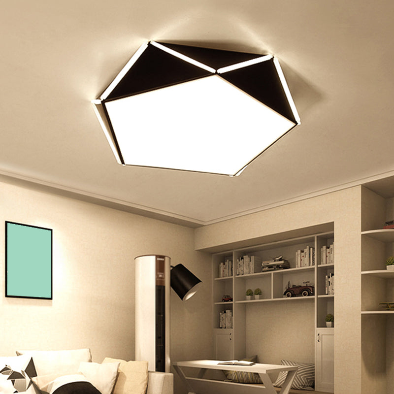 Nordic LED Ceiling Lamp - Pentagon Flush Mount Light with Acrylic Panel