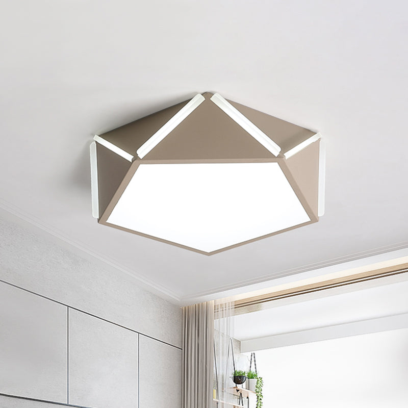 Pentagonal Flushmount Led Ceiling Lamp For Childs Bedroom - Modern Acrylic Metal Design