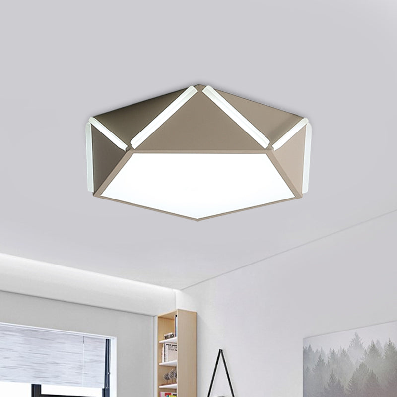 Pentagonal Flushmount LED Ceiling Lamp for Child's Bedroom - Modern Acrylic Metal Design